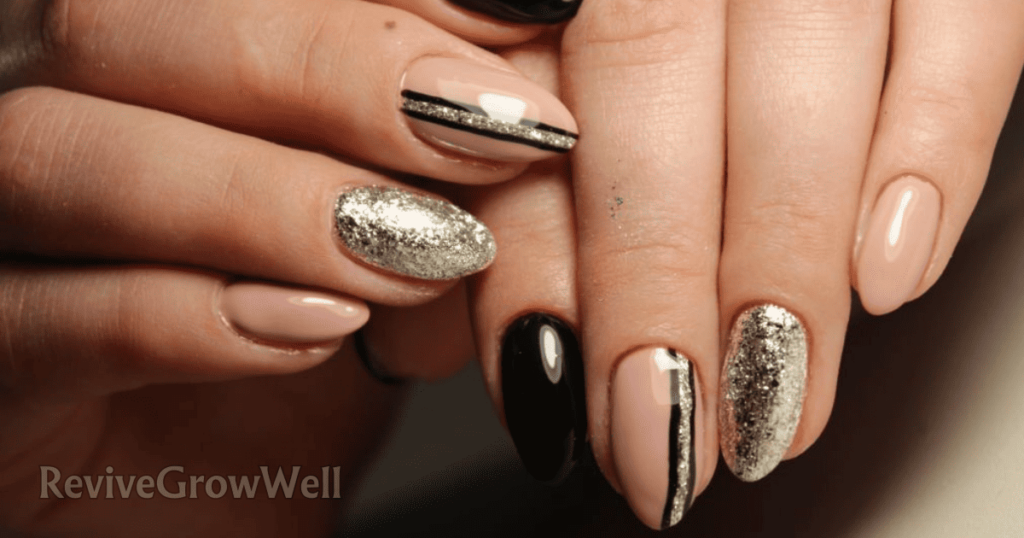 black-nails-with-coffee-color-with-abstraction
