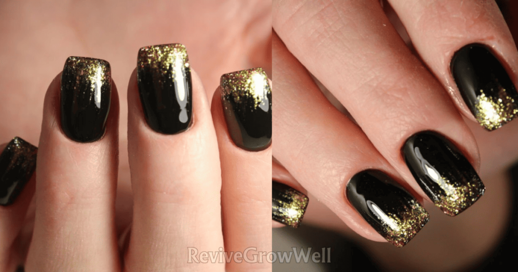 black-nail-design-with-gold-color