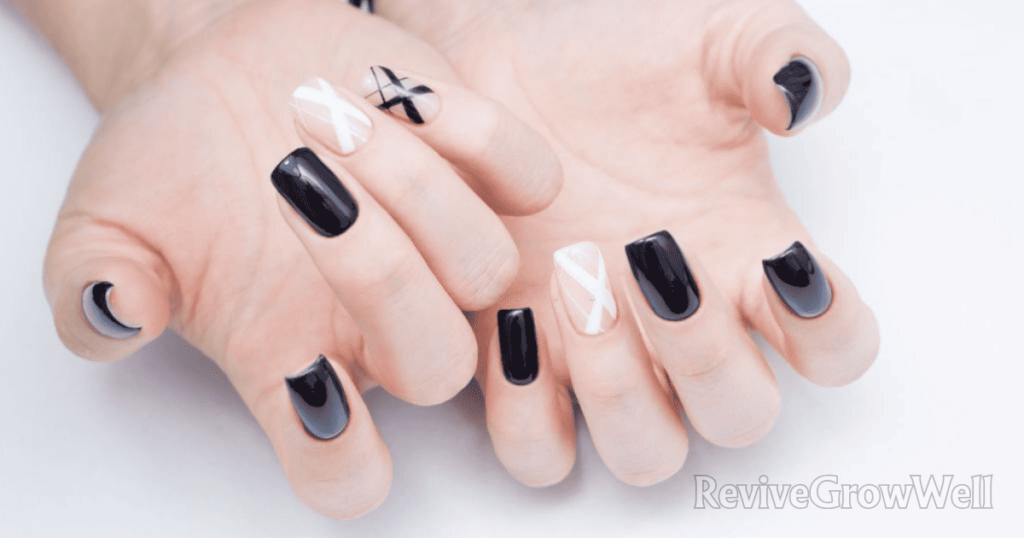 black-and-white-nail-deign-with-x-shape
