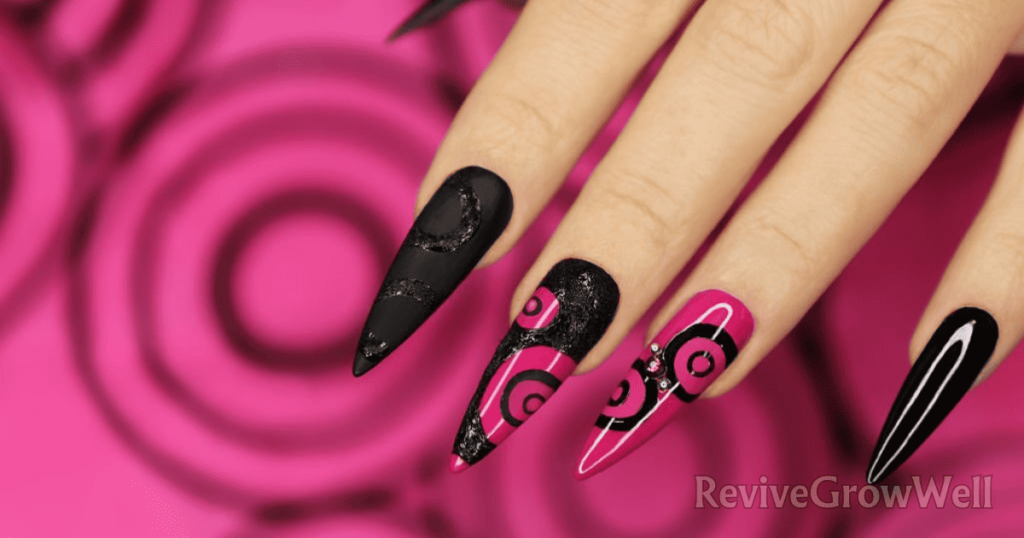 black-nail-designs-with-pink-shades