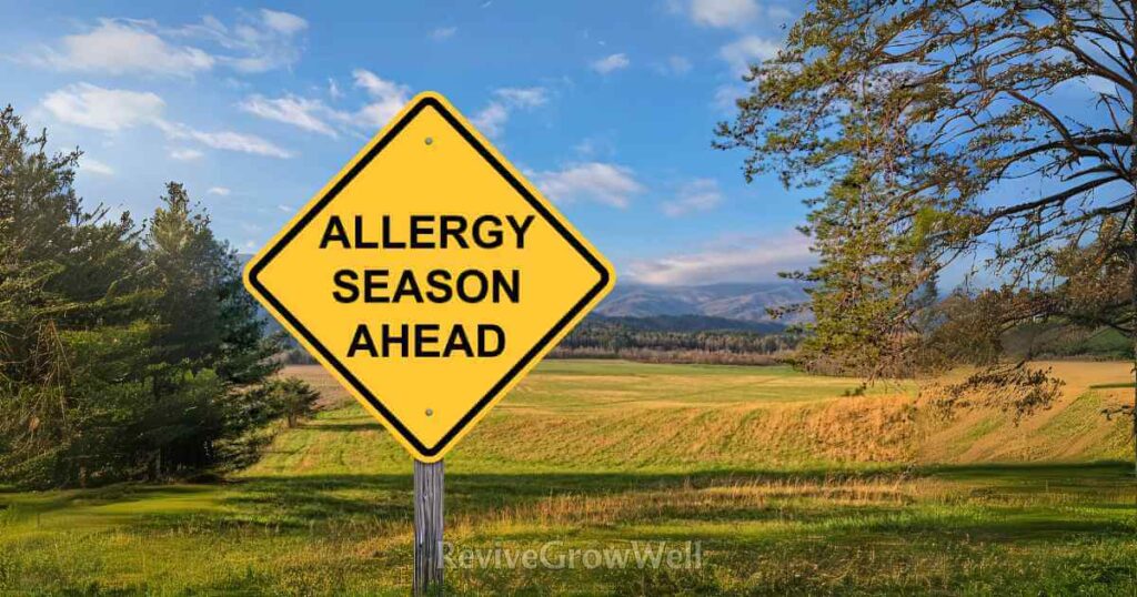 seasonal allergies ahead sign board